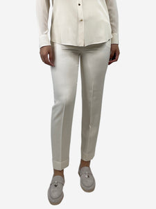 Saint Laurent Cream pleated wool trousers - size UK 8