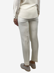 Saint Laurent Cream pleated wool trousers - size UK 8