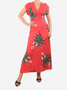Marni Pink floral printed midi dress - size UK 8