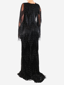 Rachel Gilbert Black beaded maxi gown - size UK 10