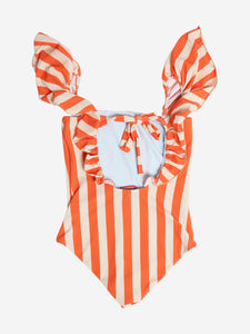 La Double J Orange and cream striped swimsuit - size M