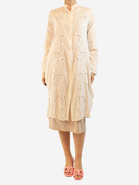 White longsleeve shirt dress - size S product image