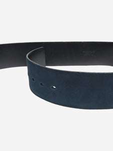 Chanel Dark blue suede bejewelled-buckle belt