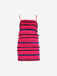 Chanel Pink sleeveless fringe-trim dress - size UK 8