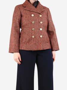 Chanel Red double-breasted wool-blend jacket - size UK 12