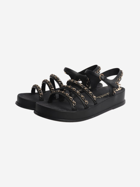 Black chain-strap leather sandals - size EU 39 alternate image