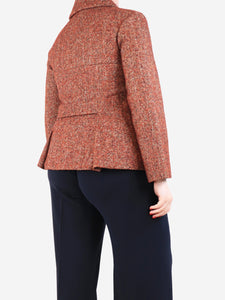 Chanel Red double-breasted wool-blend jacket - size UK 12
