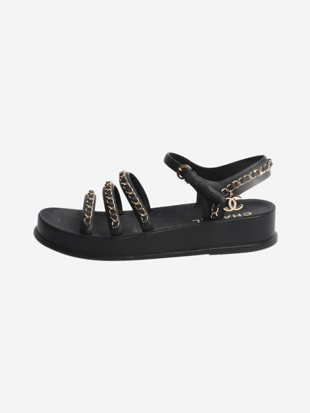 Black chain-strap leather sandals - size EU 39 product image
