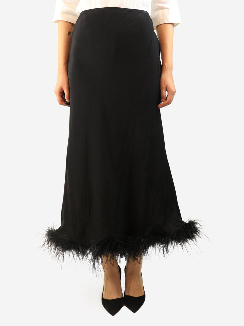 Black Kelly feather-trim maxi skirt - size XXXL Skirts Rixo 