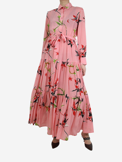 Pink floral printed silk midi dress - size M Dresses La Double J 