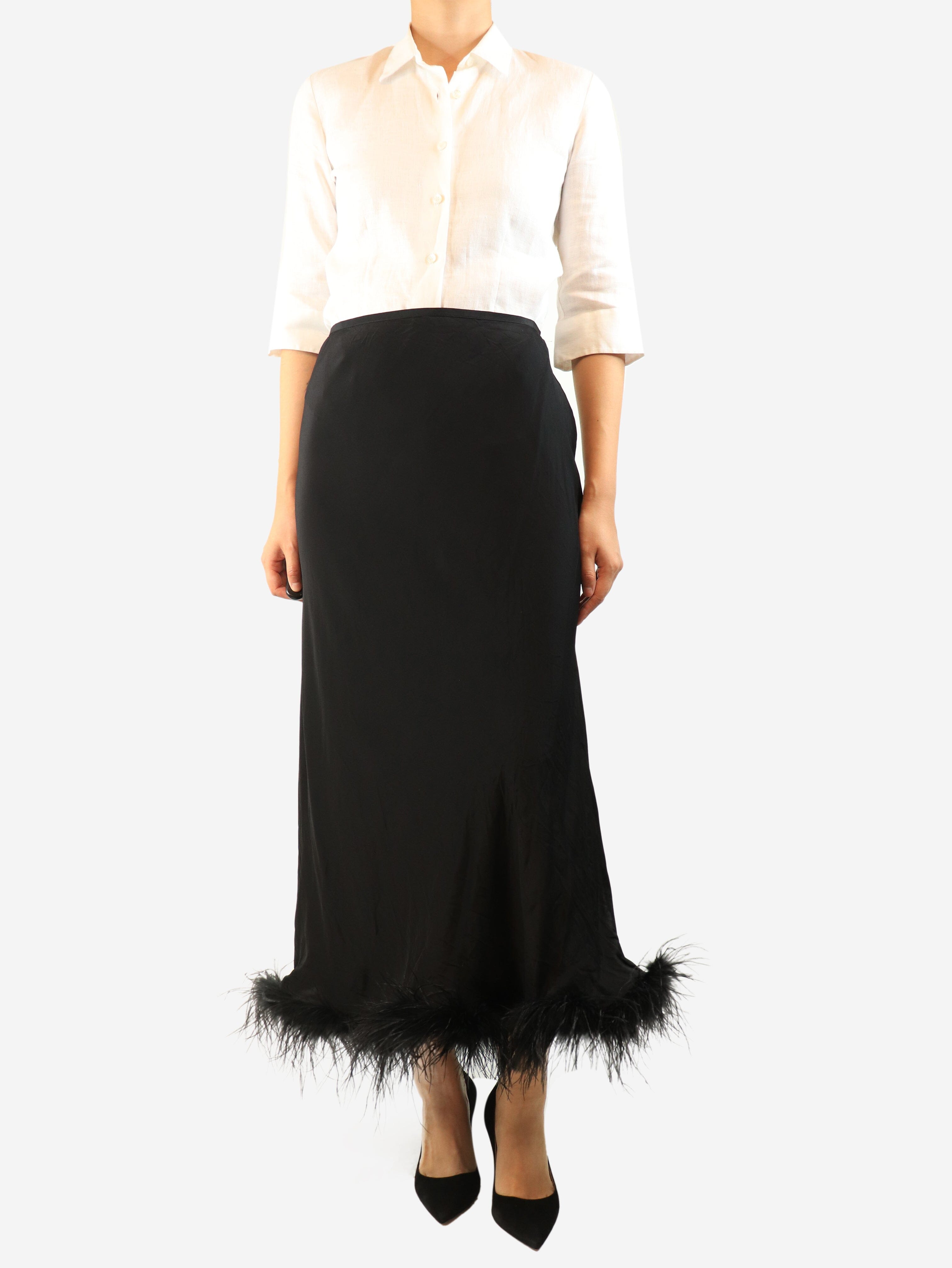 Black Kelly feather-trim maxi skirt - size XXXL Skirts Rixo 