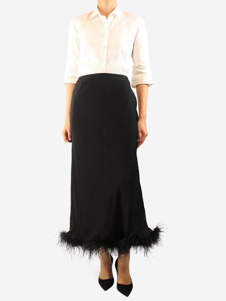 Black Kelly feather-trim maxi skirt - size XXXL alternate image