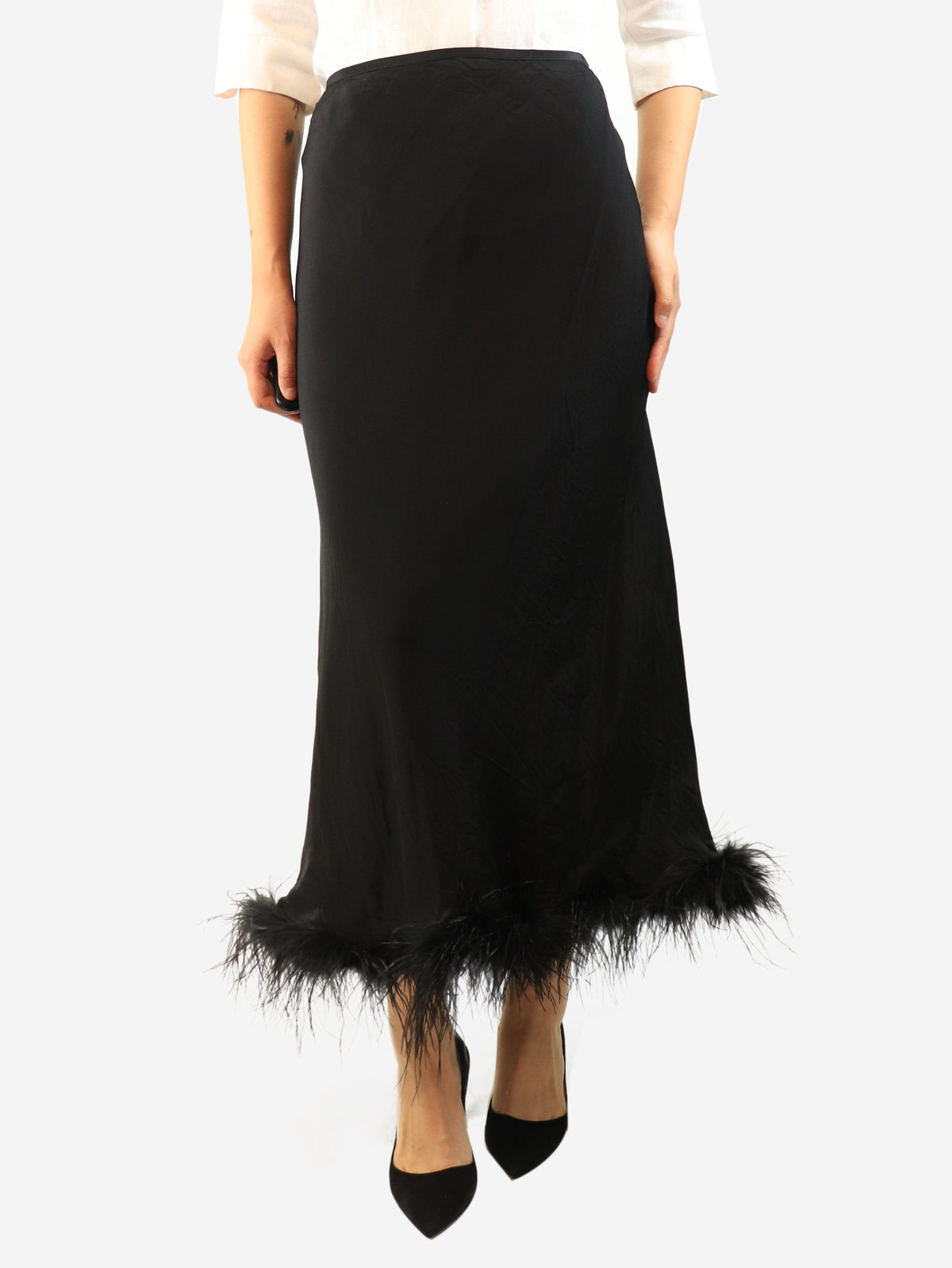 Black Kelly feather-trim maxi skirt - size XXXL Skirts Rixo 