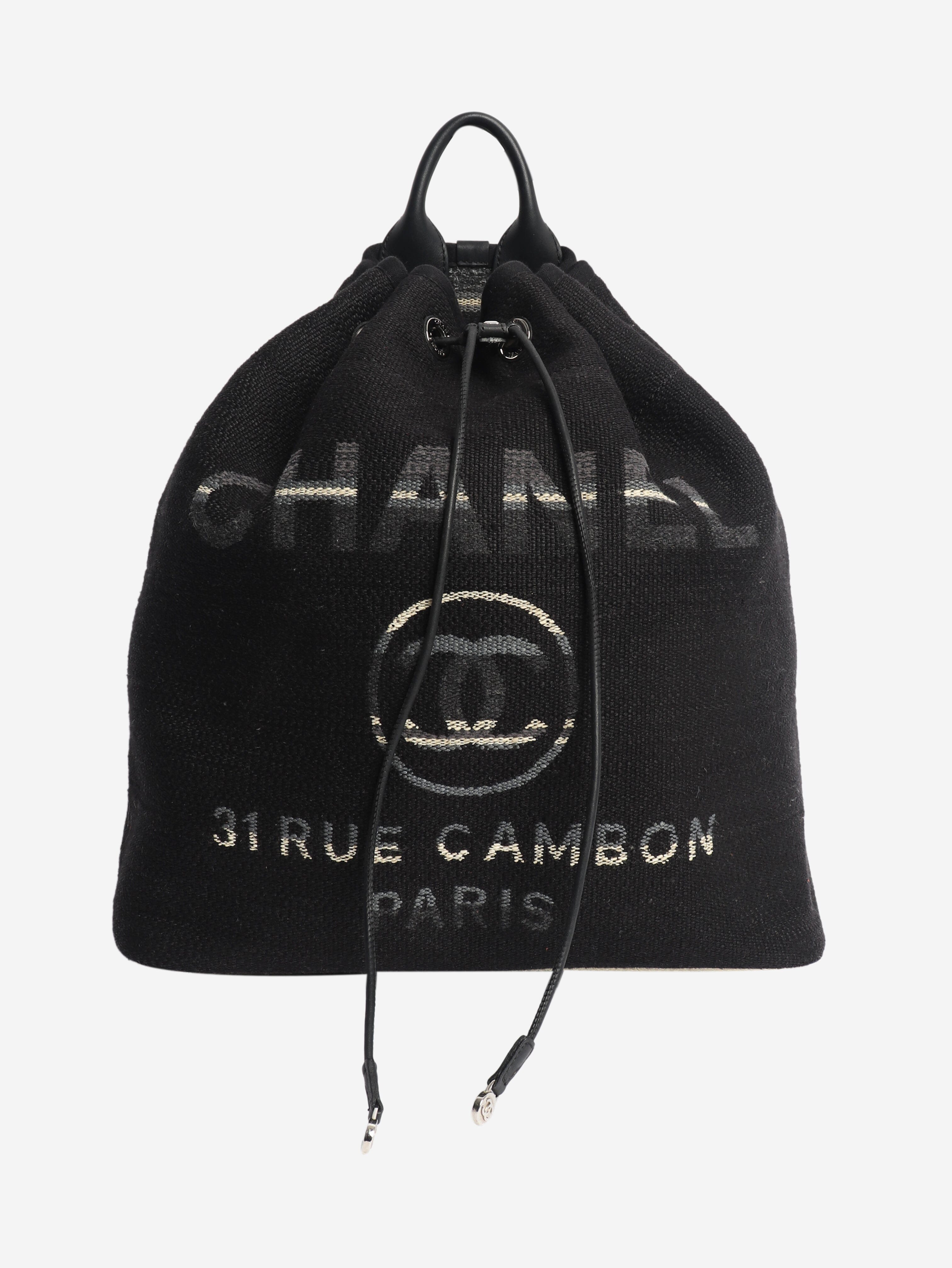 Black 2018 Rue Cambon canvas backpack Backpacks Chanel 