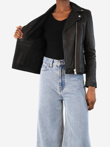 Samsoe & Samsoe Black leather biker jacket - size XS