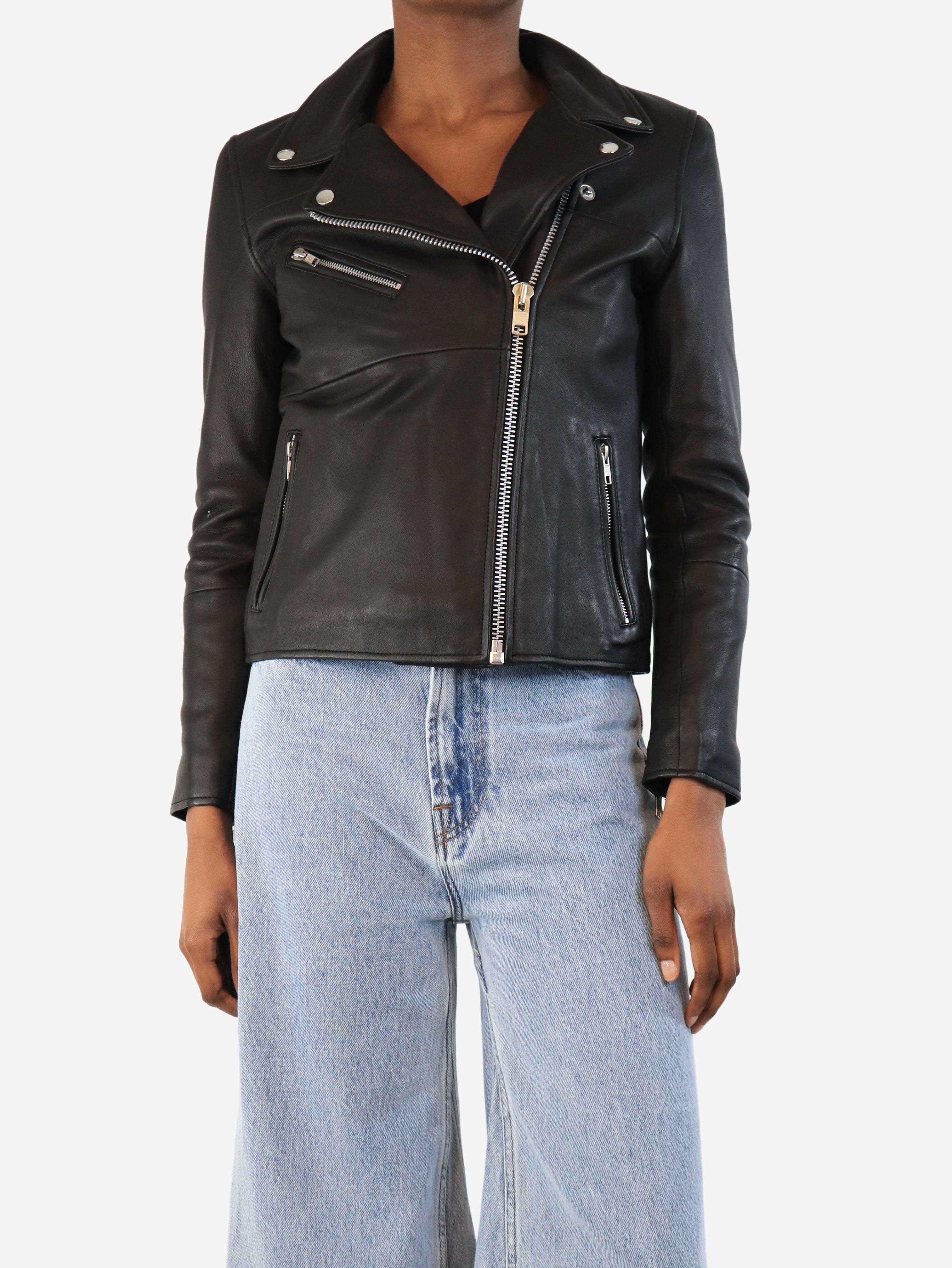 Black leather biker jacket - size XS Coats & Jackets Samsoe & Samsoe 