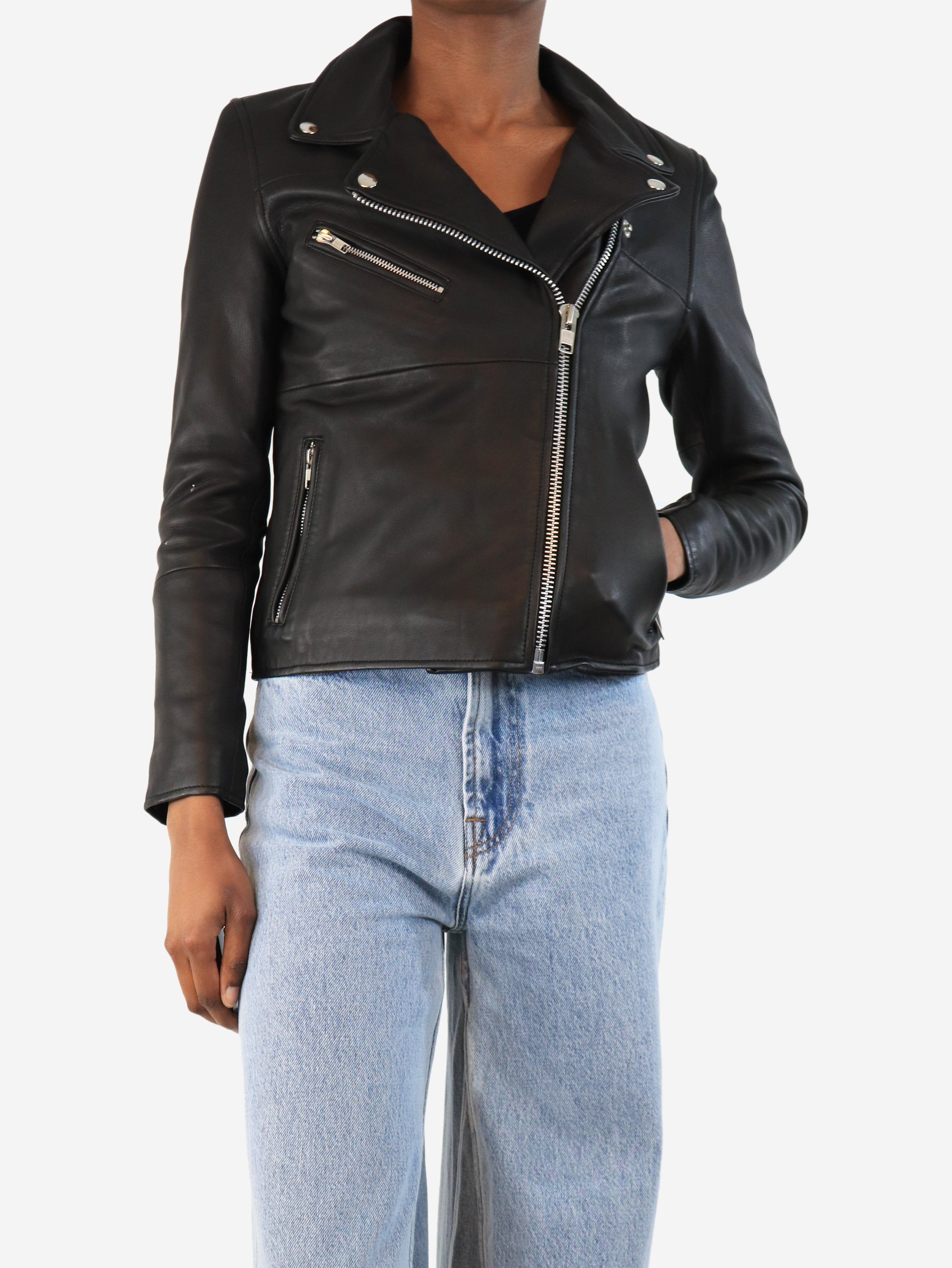 Black leather biker jacket - size XS Coats & Jackets Samsoe & Samsoe 