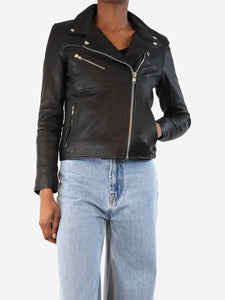 Samsoe & Samsoe Black leather biker jacket - size XS
