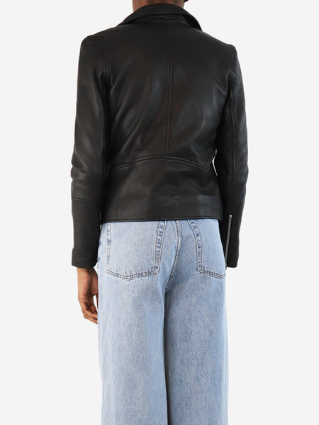 Black leather biker jacket - size XS alternate image
