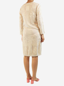 White embroidered longsleeve dress - size S Dresses Melissa Odabash 