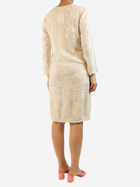 White embroidered longsleeve dress - size S alternate image