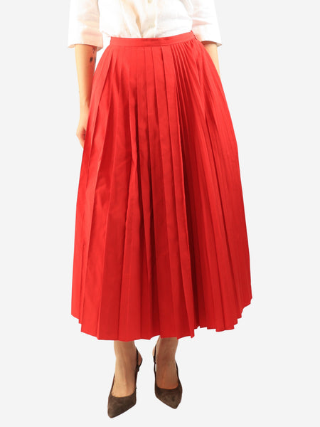 Red pleated midi skirt - size UK 10 product image