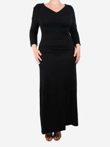 The Row Black long-sleeved v-neck midi dress - size M