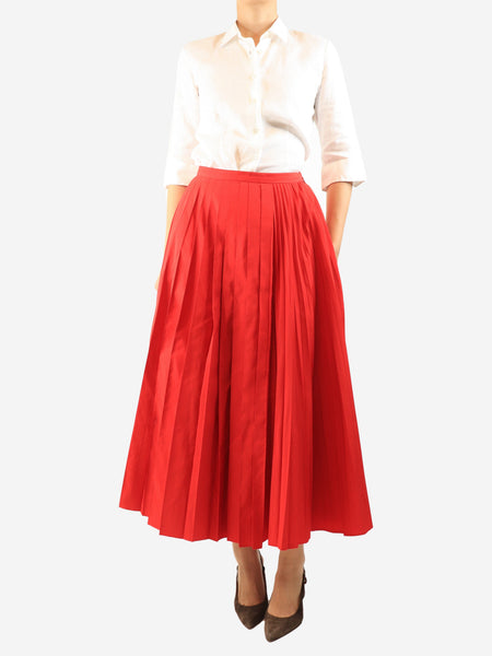 Red pleated midi skirt - size UK 10 alternate image