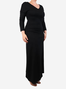 The Row Black long-sleeved v-neck midi dress - size M