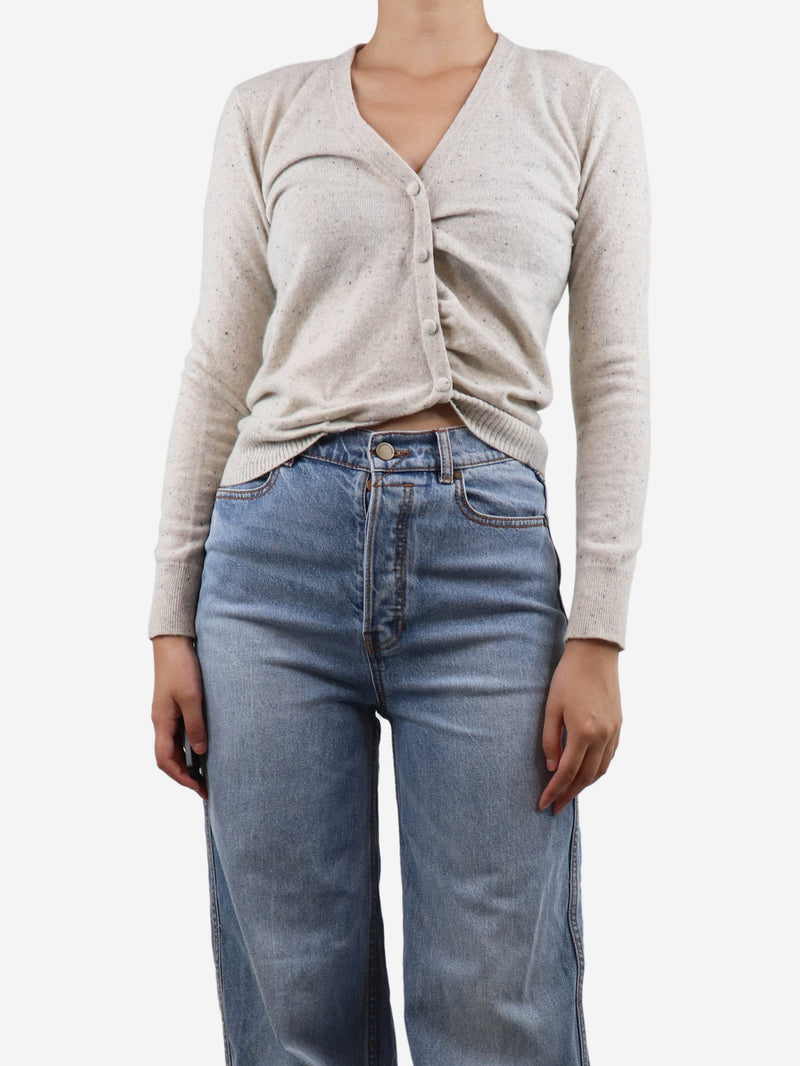 Light grey speckled ruched cardigan