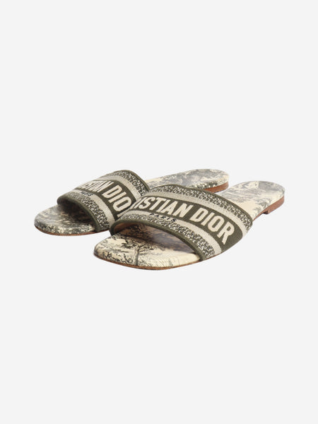 Green Dway Toile de Jouy motif slides - size EU 37.5 alternate image