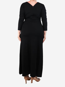 The Row Black long-sleeved v-neck midi dress - size M
