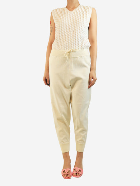 Cream cuffed joggers - size M alternate image