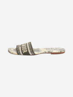 Green Dway Toile de Jouy motif slides - size EU 37.5