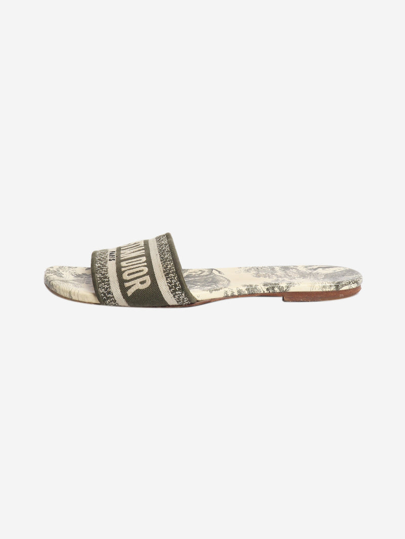 Green Dway Toile de Jouy motif slides - size EU 37.5