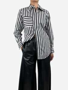 Victoria Beckham Black striped cotton shirt - size UK 8