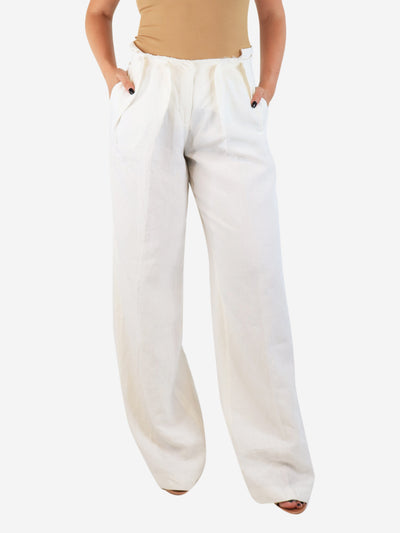 Cream pleated linen trousers - size UK 10 Trousers Jil Sander 
