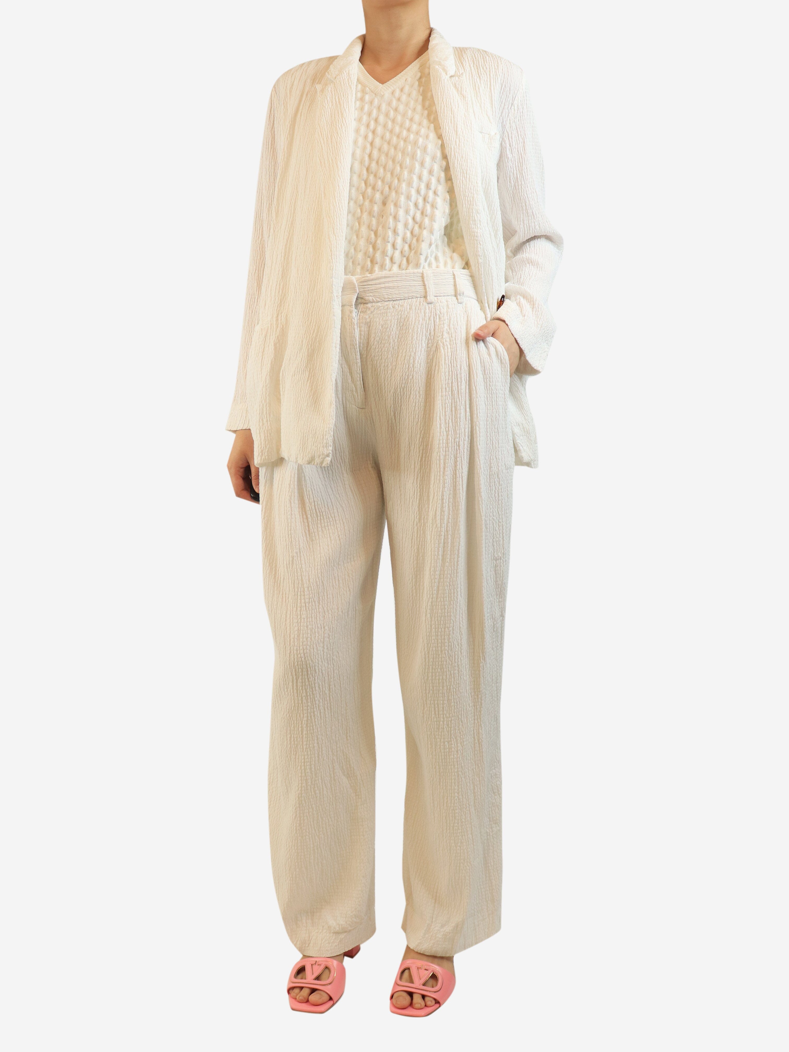 White textured two piece set - size UK 12 Sets Victoria Beckham 