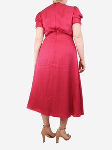 Saloni Pink embroidered silk dress - size UK 14