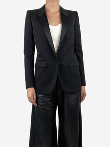 Saint Laurent Black single-buttoned wool blazer - size UK 8