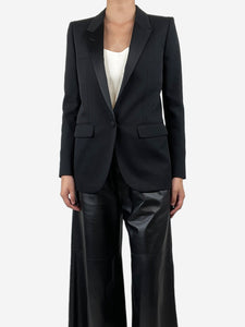 Saint Laurent Black single-buttoned wool blazer - size UK 8