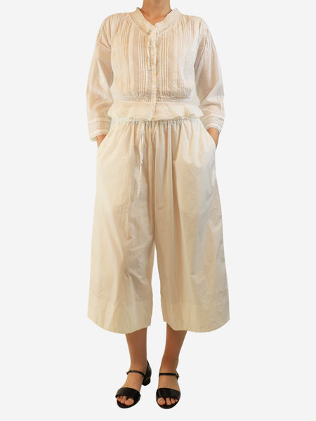 White 3/4 drawstring trousers - size S alternate image