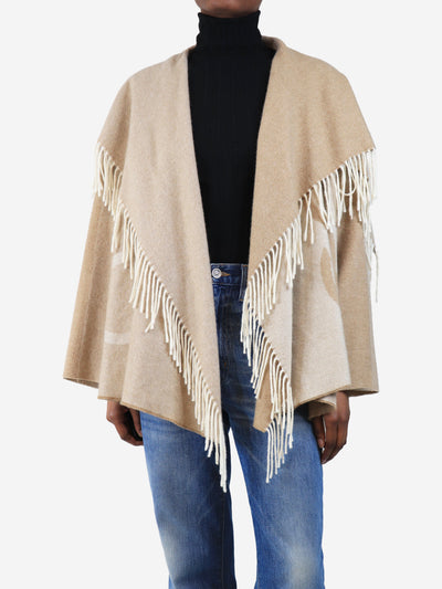 Neutral belted shawl - size UK 6