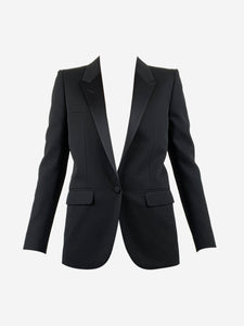 Saint Laurent Black single-buttoned wool blazer - size UK 8