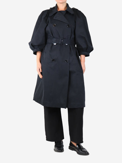 Black puff-sleeved lace-trimmed trench coat - size UK 12 Coats & Jackets Simone Rocha 