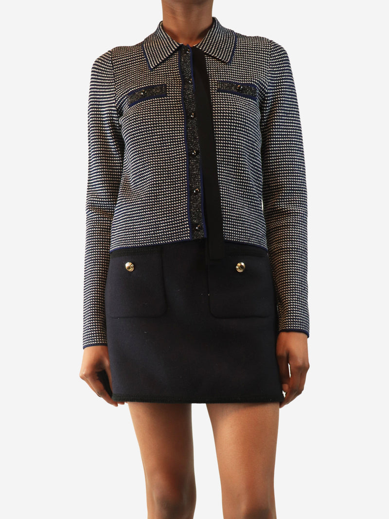 Navy cropped knit cardigan - size UK 8 Knitwear Sandro 
