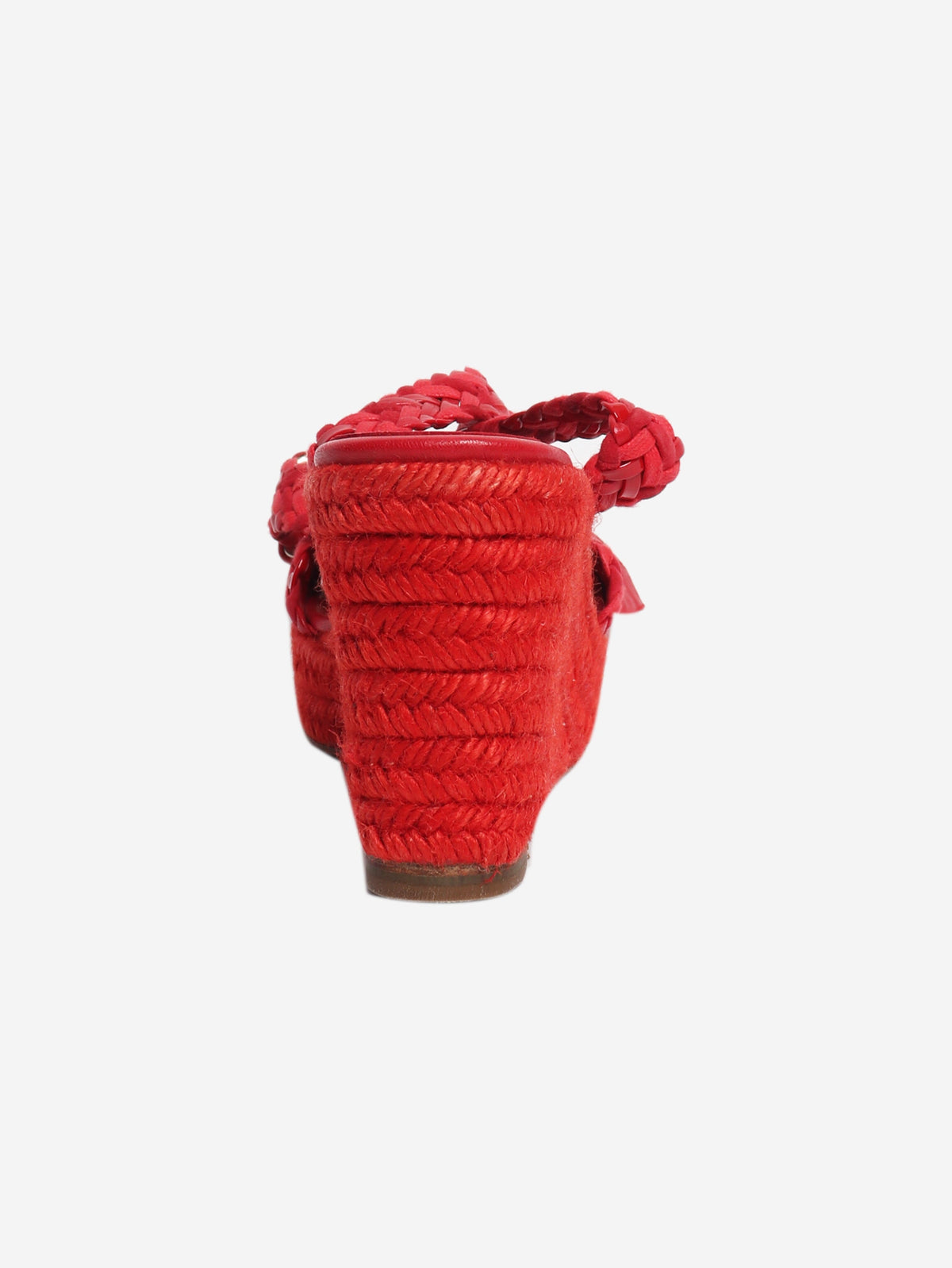 Red braided leather raffia wedges - size EU 39 (UK 6) Heels Hermes 
