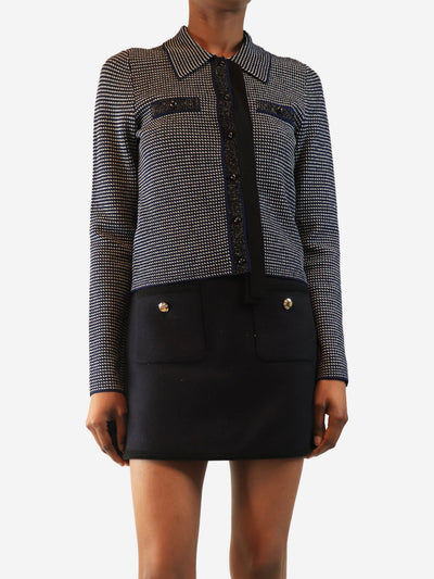 Navy cropped knit cardigan - size UK 8 Knitwear Sandro 