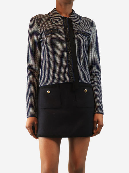Navy cropped knit cardigan - size UK 8 product image