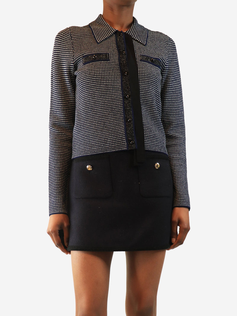 Navy cropped knit cardigan - size UK 8 Knitwear Sandro 